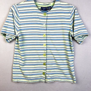 Mountain Lake Knit Top Women's Small Blue Stripe Button Front Casual Office - Picture 1 of 6