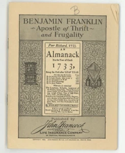 1933 Booklet Benjamin Franklin Apostle Of Thrift John Hancock Life Insurance - Picture 1 of 2