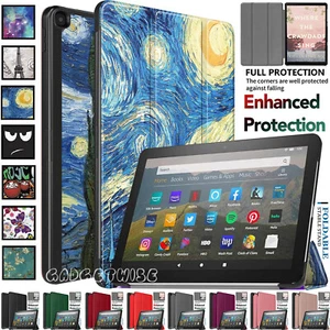 Leather Smart Stand Hard Shell Case Cover For AMAZON Kindle Fire HD 8 Inch 2020 - Picture 1 of 20