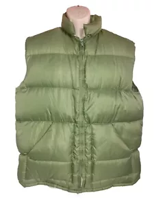 VTG 70s Sears Western Outdoor Wear Down Feather Vest Men's L Green Puffer Jacket - Picture 1 of 4
