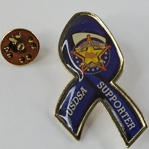 USDSA Supporter Ribbon Vintage Police Clutch Pin Back Clasps Metal Lapel HTF - Picture 1 of 20