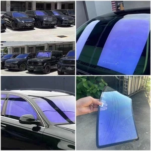 73.8% VLT Chameleon Blue Car Front Window Foils Tint Film Sticker Wrap 75CM*3M - Picture 1 of 21