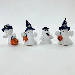 Halloween Ghosts Pumpkin Figurines Ceramic Set of 4 Vintage Decoration Cute Fun - Picture 1 of 12