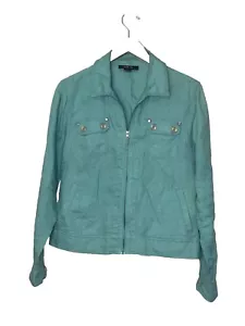 Style & Co Damen 100% Leinen Sakko Full Zip leicht türkis Gr. Large - Bild 1 von 8