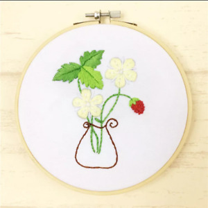 Embroidery Kit For Beginner Flower Design DIY Home Wall Decor Wild Strawberry