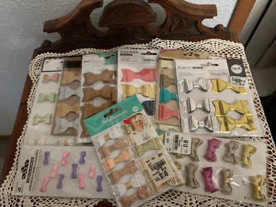 Lot of 9 NIP Bows for Card Making Scrapbooking Crafts Various Brands Sizes - Image 1 of 4