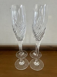 Mikasa TEMPEST Swirl Cut Crystal CHAMPAGNE FLUTES Polished Cut SET OF 4 - Picture 1 of 3