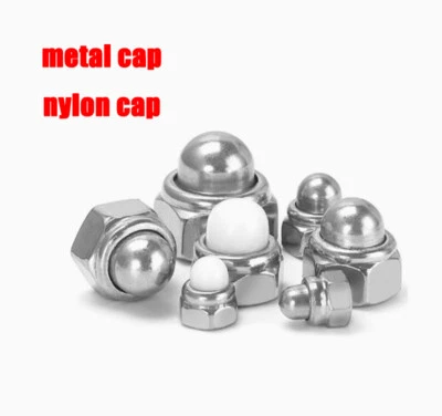 Edelstahl Eichel Kappe Kuppel sechseckige Nyloneinsatz selbstsichernde Mutter - Bild 1 von 4