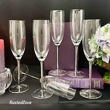 Champagne Flutes Vintage Silver Stem Champagne Wedding Toasting Glasses - 6 *