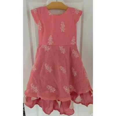 Girl’s Multilayered Pink Embroidered Dress, Tassels, Indian, Approx Size 6 - Image 1 of 4