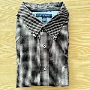 Tommy Hilfiger XL Hemd Herren Kariert Braun 28" Pit-to-Pit Designer Mode Knöpfe - Bild 1 von 10