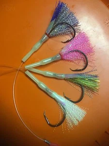 4 X 100LB SNATCHER FLASHERS ON 8/0 CIRCLE HOOKS SUIT MY BOTTOM FISHING RIGS - Picture 1 of 12