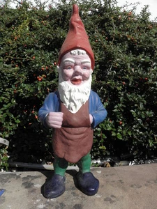 Antique Garden Gnome Dwarf statue old retro doorstop GARDEN YARD ART Gartenzwerg - Picture 1 of 7