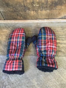 J. CREW Crewcut Red Blue Plaid Classic Mittens Holiday L - Picture 1 of 3
