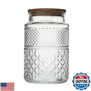 60 FL OZ Large Glass Storage Jar Food Storage Container with Airtight Bamboo - Picture 1 of 5