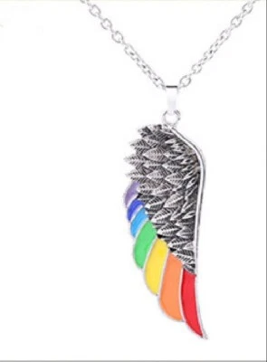 Angel Pride Vintage Wings Stainless Unisex Necklaces Pendant Metallic Gray - Image 1 of 4