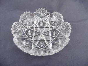 Plato de cristal de vidrio de corte brillante ABP arce ciudad t.B. Clark Co. Ventilador y estrella firmados - Imagen 1 de 10