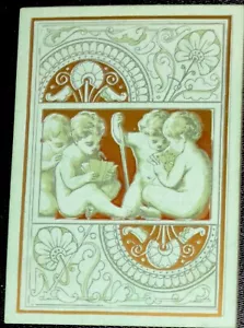 SQ236 Swap Playing Cards 1 Antique Square Corner Cherubs Flowers C1800’s - Picture 1 of 1