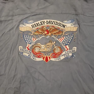 Camicia Harley Davidson Tommy Bahama uomo blu seta ricamata L regalo vacanze - Foto 1 di 8