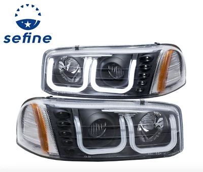 Juego de 2 faros proyectores barra en U negros Anzo 111303 para 99-06 GMC Sierra 1500 Foto 1 de 3