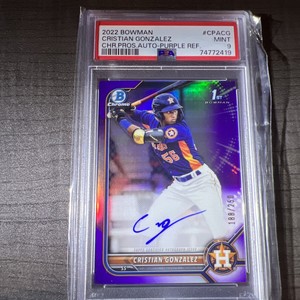 2022 Bowman Chrome Cristian Gonzalez Purple Refractor Auto #188/250 PSA 9 🔥🔥