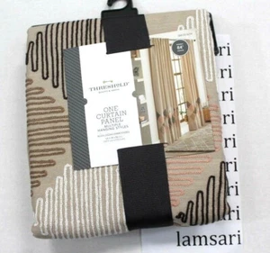 Threshold Blush Zigzag Embroidered One Window Curtain Panel Light Brown NWT - Picture 1 of 5