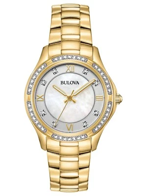 宝路华女士腕表石英水晶口音金色不锈钢腕表32毫米98L256 — 第 1/4 张图片