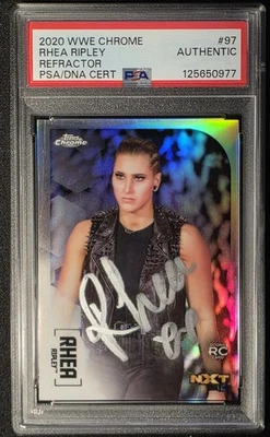 RHEA RIPLEY 2020 TOPPS CHROME WWE NXT REFRACTOR SIGNED AUTO ROOKIE CARD PSA/DNA - Image 1 of 4