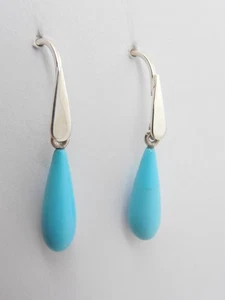 Orecchini pendenti in Argento 925 con goccia in pasta di Turchese - pietra dura - Picture 1 of 6