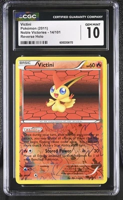 CGC 10 GEM MINT Victini 2011 Noble Victories 14/101 Reverse Holo Pokemon Card - Image 1 of 2
