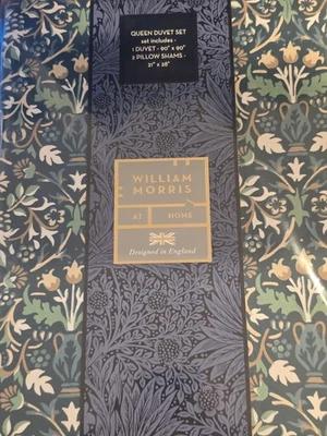 WILLIAM MORRIS QUEEN duvet set FLOWER POT-CHINA BLUE 100%cotton RARE NWT floral - Image 1 of 3