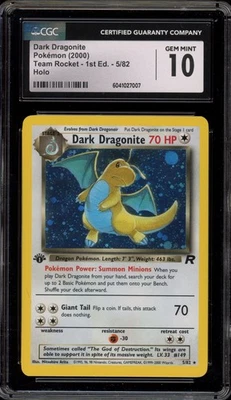 Pokemon Dark Dragonite Team Rocket 1st Edition Holo Rare #5 CGC 10 Gem Mint - Image 1 of 2