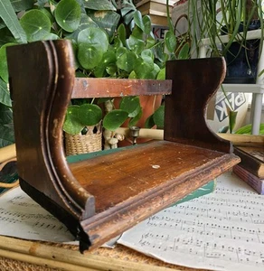 Vintage Antique Wooden Book Trough Stand Shelf Wall Hung Rustic Old World Cottag - Picture 1 of 24