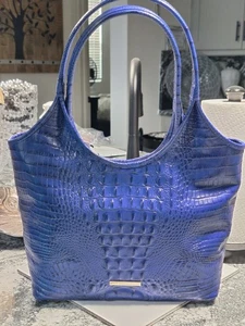 Brahmin Alden Road Collection Melora Alden Blue Leather Tote Bag shoulder Purse - Picture 1 of 7