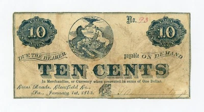 1863 10c Daniel Hegarty - Cross Roads, Clearfield Co, PENNSYLVANIA Note - Image 1 of 2