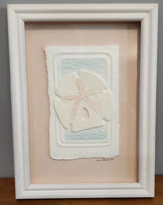 Arte, enmarcado, papel fundido a mano arte cáscara de mar dólar de arena Nautilus Wesley, 6" X 8" Foto 1 de 4