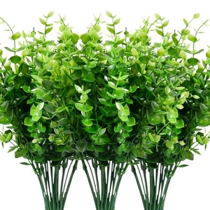 9 Bundles Fake Plants Artificial Boxwood Greenery 63 Stems Fade Resistant Fau... - Foto 1 di 6