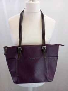 Valentina Purple Leather Shoulder Bag Tote Medium Size Excellent Condition - Picture 1 of 15