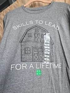 NATIONAL 4-H COUNCIL T-Shirt LARGE GRAY SKILLS TO LLEAD FOR A LIFETIME BARN NEW - Picture 1 of 7