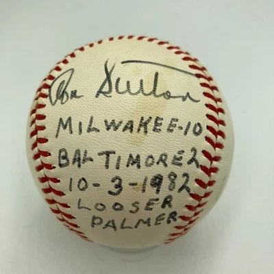 Don Sutton Brewers Clinching Game October 3, 1982 Signed Game Used Baseball JSA - Image 1 of 4