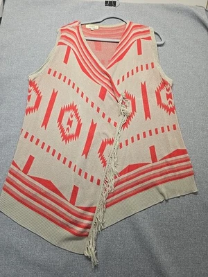 Umgee Shawl Wrap Womens Size 1XL Beige & Orange Tribal Pattern Southwest Style - Изображение 1 из 4