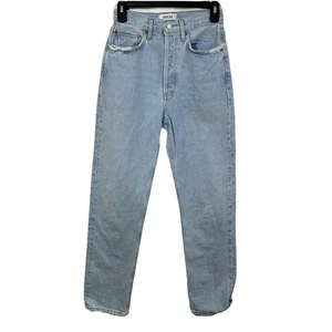 Jeans Agolde Talla 24 Años 90 Cintura Pellizcada Tiro Alto Recto Denim Azul Botón Mosca - Imagen 1 de 13