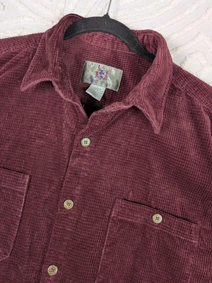 Vintage The Territory Ahead Shirt Mens Large Corduroy Grid Button Up L/S Red 90s - Image 1 of 4