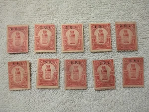  Lot Of 10 RS280p 1/4c Emerson Drug US Revenue Medicine Private Die Stamps - Picture 1 of 7