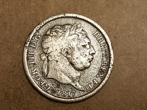 Original 1817 Georg III .925 Silber Schilling Münze - F Zustand - Bild 1 von 7