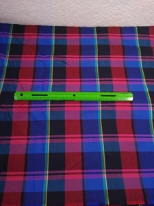 3+ yards fabric 100% cotton WOVEN PLAID MATERIAL 60" wide quality soft dark - Picture 1 of 10