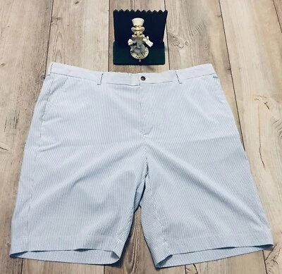 Pantalones Cortos de Golf Greg Norman Para Hombre Talla 42 Azul Y Blanco Rayas Frente Plano BONITOS Foto 1 de 4