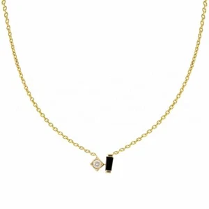14K Gold Black-White VS/F-G Diamond Pendant Necklace- The Jewelz - Picture 1 of 8