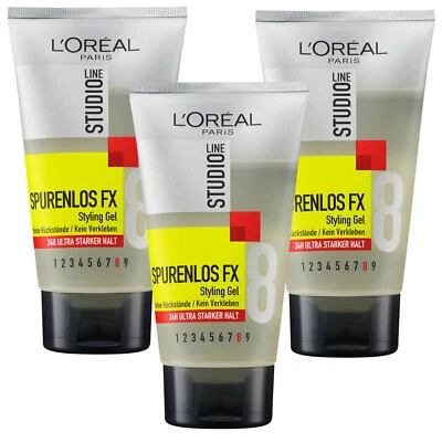 3x150ml Loreal Paris Studio Line Spurenlos FX Styling Gel 24h ultra starker Halt - Bild 1 von 3