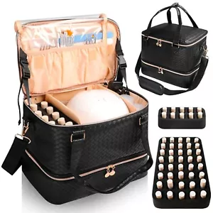 Nail Polish Organizer Bag Holds 50 Bottles (15ml/0.5 fl.oz)& Lamp, Black - Picture 1 of 9